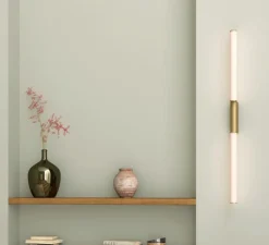 Applique murale, Signal double 920, laiton satiné, LED, dim, 2700K, 1340 lm, L4cm, H92cm - CVL