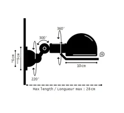 Applique murale, Signal, SI300, avec interrupteur, beige nacré, brillant, L28cm, H15cm - Jieldé