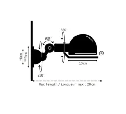 Applique murale, Signal, SI300, noir mat, L28cm, H10cm - Jieldé