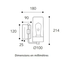 Applique murale, Silindar 3390, Nickel antique , IP44, Ø10cm, H21cm - Moretti Luce