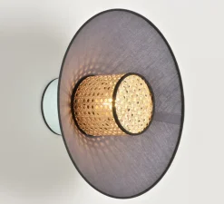 Applique murale, Singapour, cannage, amande et anthracite, Ø40cm, H22cm - MARKET SET