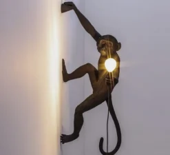 Applique murale, Singe, Monkey hanging, droite, noir, IP44, L37cm, H75cm - Seletti