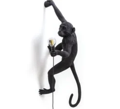 Applique murale, Singe, Monkey hanging, droite, noir, IP44, L37cm, H75cm - Seletti