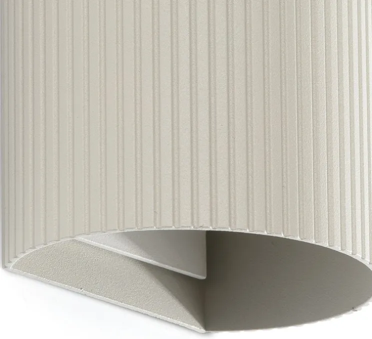 Applique murale, Sole 2L, cannelée, gris, L8cm, H15,5cm - Faro