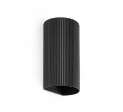 Applique murale, Sole 2L, cannelée, noir, L8cm, H15,5cm - Faro