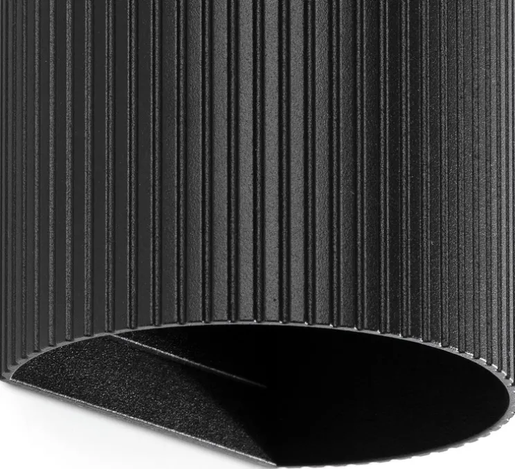 Applique murale, Sole 2L, cannelée, noir, L8cm, H15,5cm - Faro