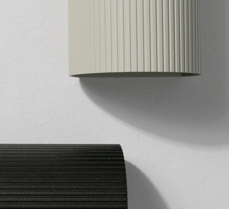 Applique murale, Sole 1L, cannelée, gris, L8cm, H10cm - Faro