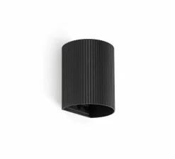 Applique murale, Sole 1L, cannelée, noir, L8cm, H10cm - Faro