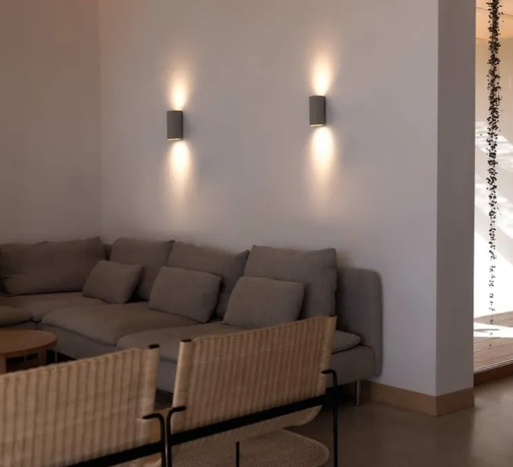 Applique murale, Sole 2L, lisse, gris, L8cm, H15,5cm - Faro