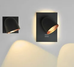 Applique murale, Speers W 1L, noir, LED, 1100lm, 2700k, L13,5cm, H13,5cm - Blux