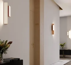 Applique murale, Stick, double, cuivre satiné, LED, dim, 2700K, 3750 lm, L19,6cm, H60cm - Contardi