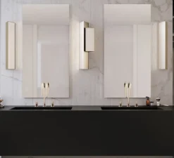 Applique murale, Stick, medium, nickel doré satiné, LED, dim, 2700K, 2500 lm, L11,9cm, H60cm - Contardi