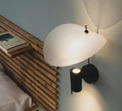 Applique murale, Stilla, noir et blanc, Ø25cm, H34cm - OliveLab