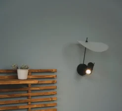 Applique murale, Stilla, noir et blanc, Ø25cm, H34cm - OliveLab