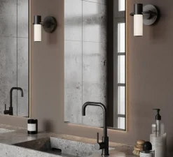 Applique murale, Storm, graphite satiné, IP44, 3000K, 470lm, Ø15,5cm, H19cm - Cvl