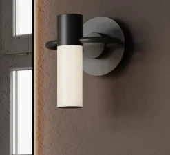 Applique murale, Storm, graphite satiné, IP44, 3000K, 470lm, Ø15,5cm, H19cm - Cvl