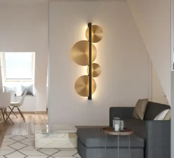 Applique murale, Strate Moon 150, laiton satiné, graphite satiné, LED, dim, 2700K, 6100 lm, L62,9cm, H150cm - Cvl