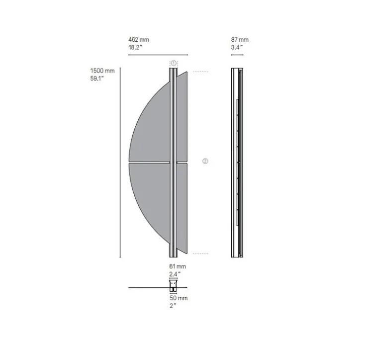 Applique murale, Strate Spi 150, laiton satiné, graphite satiné, LED, dim, 2700K, 6100 lm, L46,2cm, H150cm - Cvl