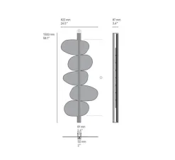 Applique murale, Strate Stone 150, laiton satiné, LED, dim, 2700K, 6100 lm, L62,2cm, H150cm - Cvl