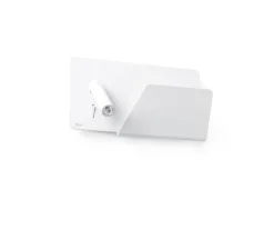 Applique murale, Suau, liseuse à droite, blanc, LED, plaque de rangement, USB, L28cm - FARO