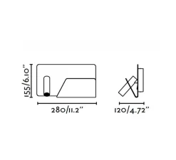 Applique murale, Suau, liseuse à droite, gris, LED, plaque de rangement, USB, L28cm - FARO