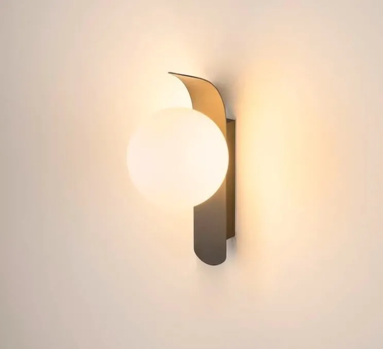 Applique murale, Sun, noir, verre opalin, L12cm, H25,5cm - SLV