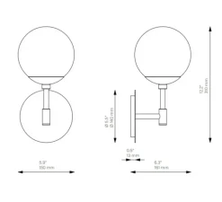 Applique murale, Sunset, laiton, verre transparent strié, L15cm, H31cm - Schwung