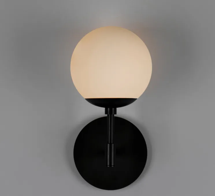 Applique murale, Sunset, noir, verre opale, L15cm, H31cm - Schwung