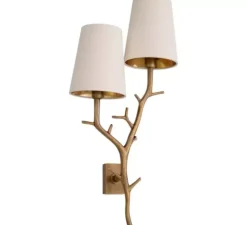 Applique murale, Syracuse, abat-jour blanc, laiton antique, L28cm, H60cm - Eichholtz