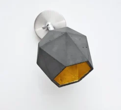Applique murale, [T2] Dark, béton gris foncé, or, Ø12cm, H12cm - GANTLights