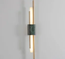 Applique murale, TANTO LARGE, laiton brossé, marbre vert, LED L9cm, H65cm - Bert Frank