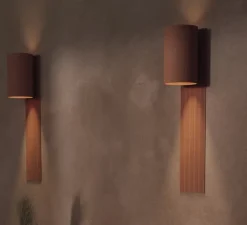 Applique murale, Terra WT, rouge/lignes, IP44, LED, dim, 2700K, 800 lm, Ø13cm, H21cm - Pott