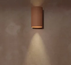 Applique murale, Terra WT, rouge/lignes, IP44, LED, dim, 2700K, 800 lm, Ø13cm, H21cm - Pott