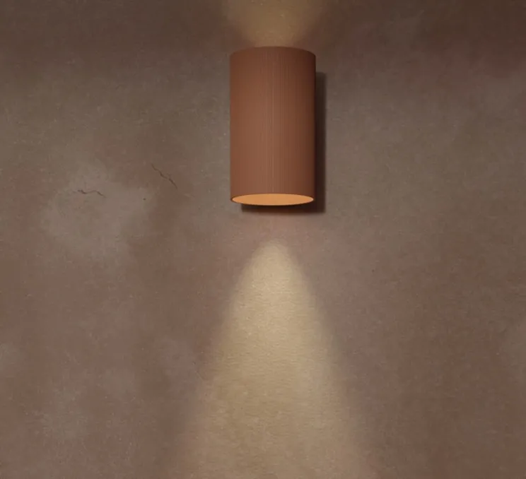 Applique murale, Terra WT, rouge/lignes, IP44, LED, dim, 2700K, 800 lm, Ø13cm, H21cm - Pott