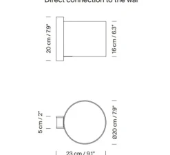 Applique murale, TMM Corto, hêtre, abat-jour blanc, L20cm, H3cm - Santa & Cole