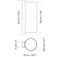 Applique murale, TMM Largo, noyer, abat-jour blanc, L12cm, H34cm - Santa & Cole