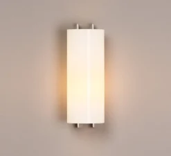 Applique murale, TMM Metalico, blanc, nickel satiné, LED, 2700K, 470 lm, L12cm, H34cm - Santa & Cole