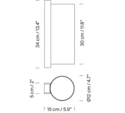 Applique murale, TMM Metalico, blanc, nickel satiné, LED, 2700K, 470 lm, L12cm, H34cm - Santa & Cole