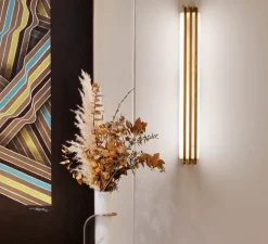 Applique murale, Toast 570, bronze patiné, albâtre veines blanches, 2700K, 1000lm, L57cm, H7cm - Entrelacs