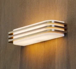 Applique murale, Toast 370, bronze patiné, albâtre veines blanches, 2200k, 270lm, L37cm, H7cm - Entrelacs