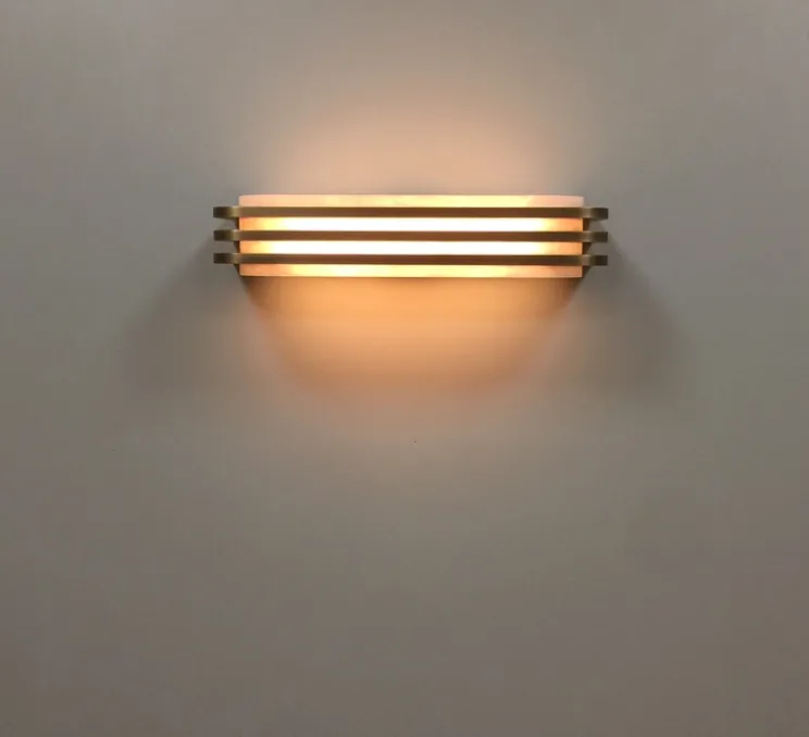 Applique murale, Toast 370, bronze patiné, albâtre veines blanches, 2200k, 270lm, L37cm, H7cm - Entrelacs