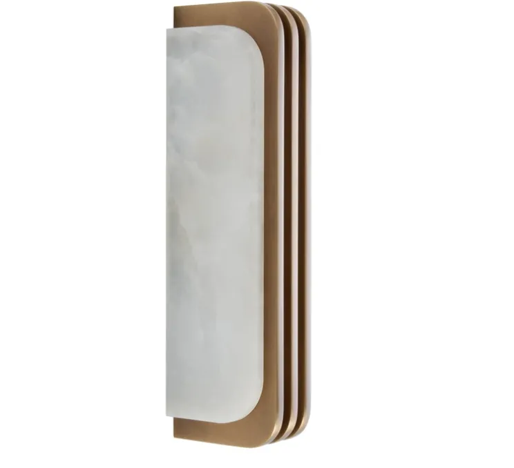 Applique murale, Toast 370, bronze patiné, albâtre veines blanches, 2200k, 270lm, L37cm, H7cm - Entrelacs