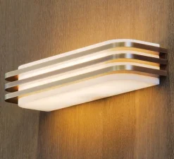 Applique murale, Toast 370, laiton patiné, albâtre veines blanches, 2200k, 270lm, L37cm, H7cm - Entrelacs