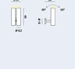 Applique murale, Tobu, blanc, LED, dim, 2700K, 7100 lm, L21,3cm, H40cm - Rotaliana