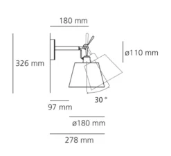 Applique murale, Tolomeo, blanc, L18cm, H32,6cm - Artemide