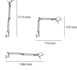 Applique murale, Tolomeo Mini LED Wall, aluminium, LED, dim, 2700k, 593 lm, L71cm, H57cm - Artemide