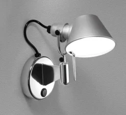 Applique murale, Tolomeo Micro Faretto, avec interrupteur, gris, L20cm, H20cm - Artemide