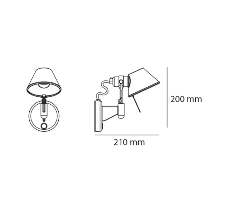 Applique murale, Tolomeo Micro Faretto, aluminium, 3000K, 491lm, H20cm, L21cm - Artemide