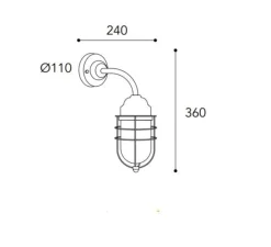 Applique murale, Torcia 1853, Laiton vieilli, IP44, L15cm, H36cm - Moretti Luce
