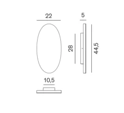Applique murale, Totem & Tabù W1, Miroir, LED, 2700K, 2600 lm, L22cm, H44,5cm - Rotaliana
